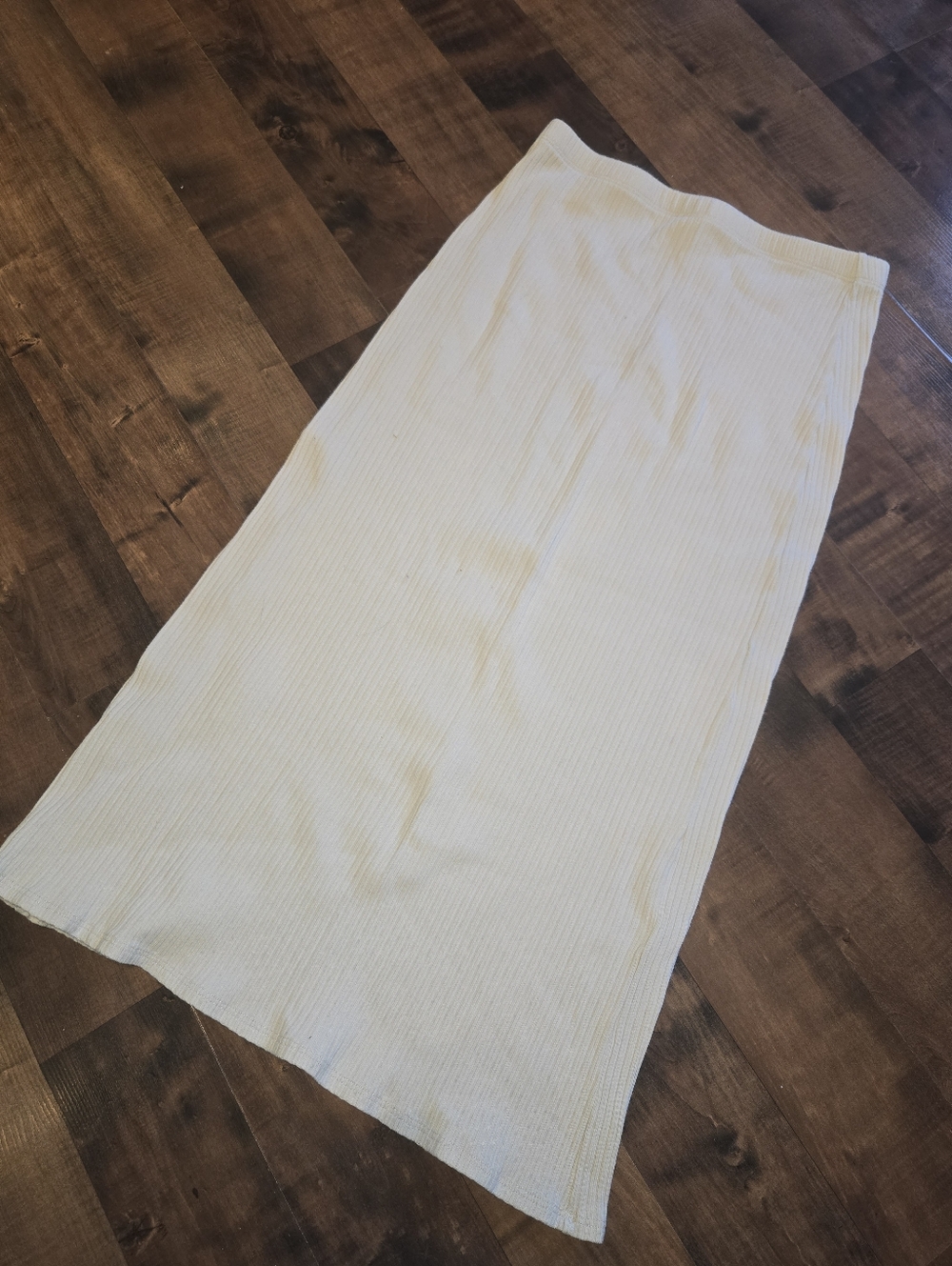 Reformation Ribbed Knit Midi Skirt [Medium] Cream Stretch Minimalist